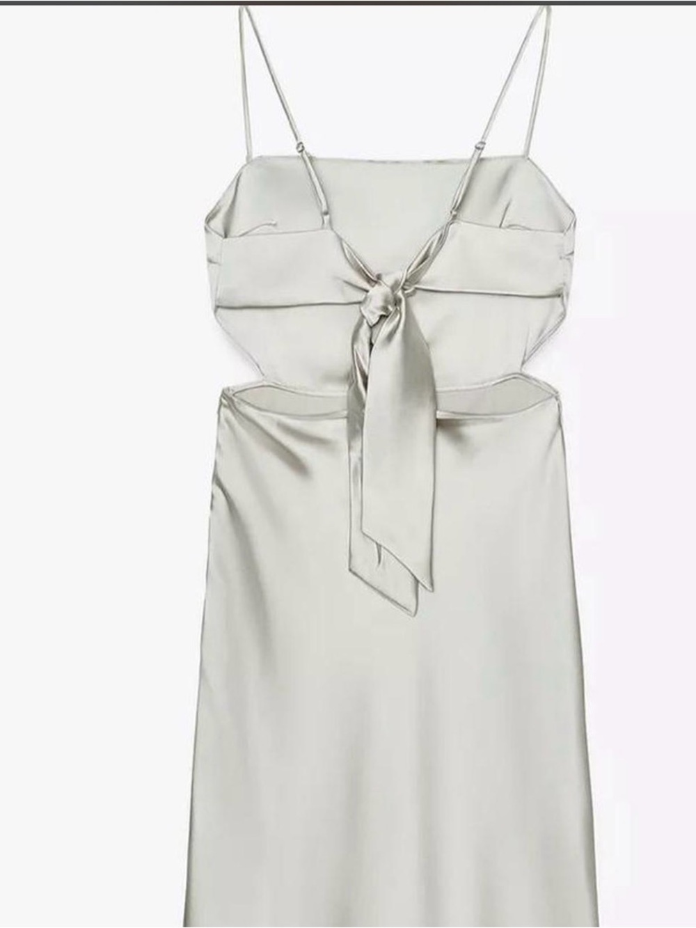 ZARA SATIN WRAP DRESS LIGHT GRAY - Picture 3 of 8